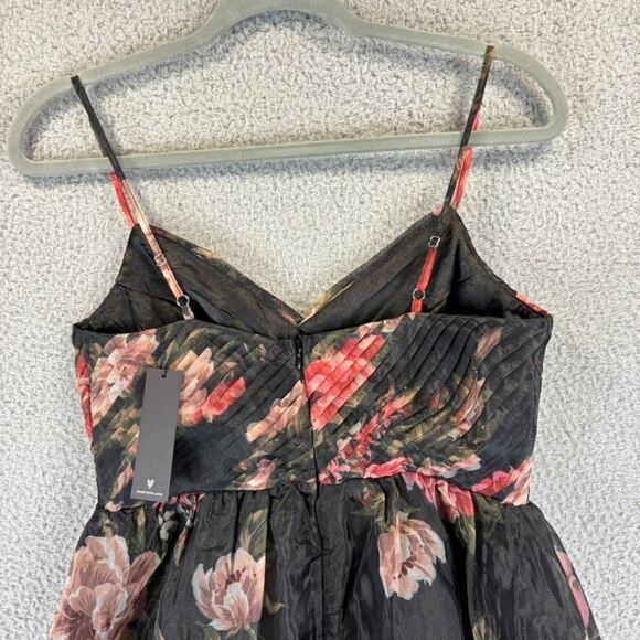 LULUS Floral Organza Maxi Dress Small Coquette Fairy Dark Romantic Dainty Flowy - Picture 9 of 10